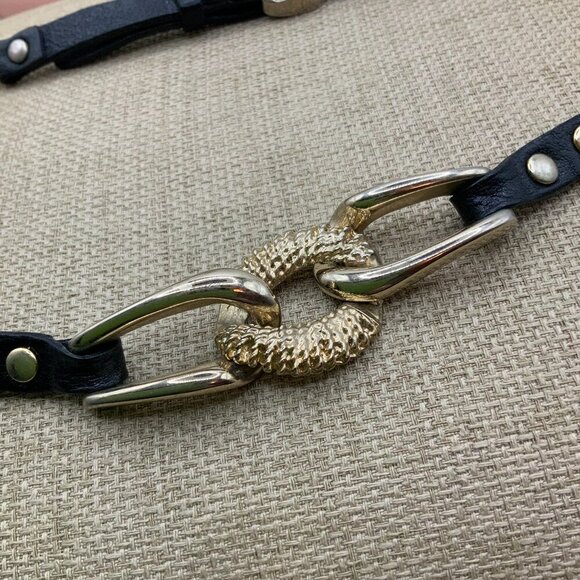 Marc Bernstein Leather Gold Tone Braided Mesh Wrap Necklace Bracelet - Picture 1 of 7